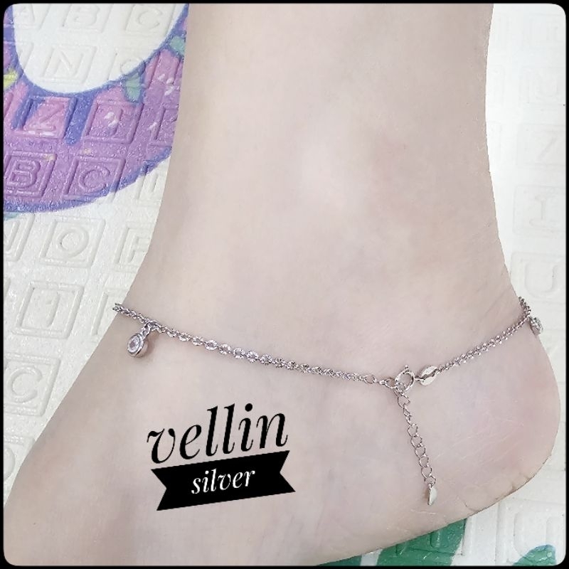 Gelang Kaki Wanita Silver 925 Asli Perak Lapis Emas Putih