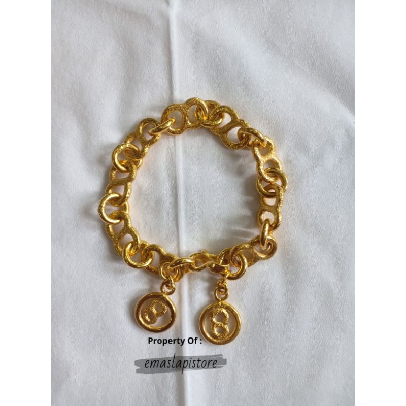 Gelang Jumbo Rantai Cetak Hias -B- Lapis Emas 999 Banjar