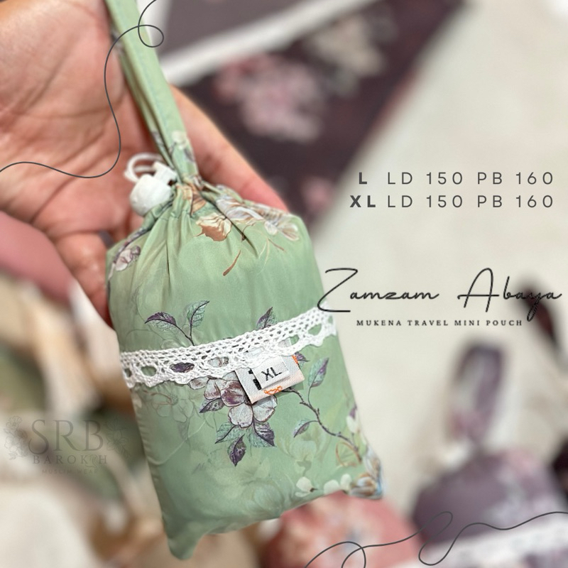 (MOTIF 2) mukena abaya travel mini pouch motif by Zamzam abaya sholat kecil