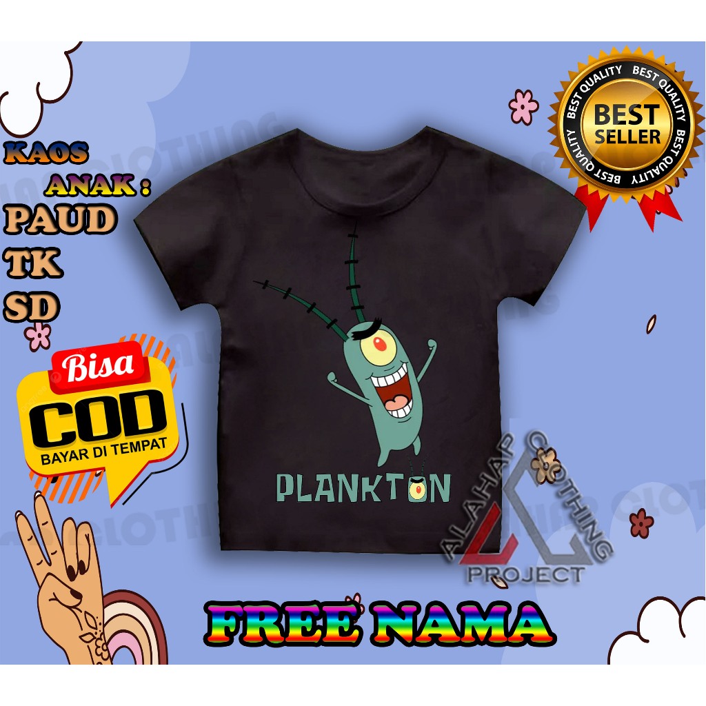 KAOS ANAK SPONGEBOB SQUAREPANTS KARAKTER PLANKTON BAJU ANAK SPONGEBOB KARAKTER PLANKTON