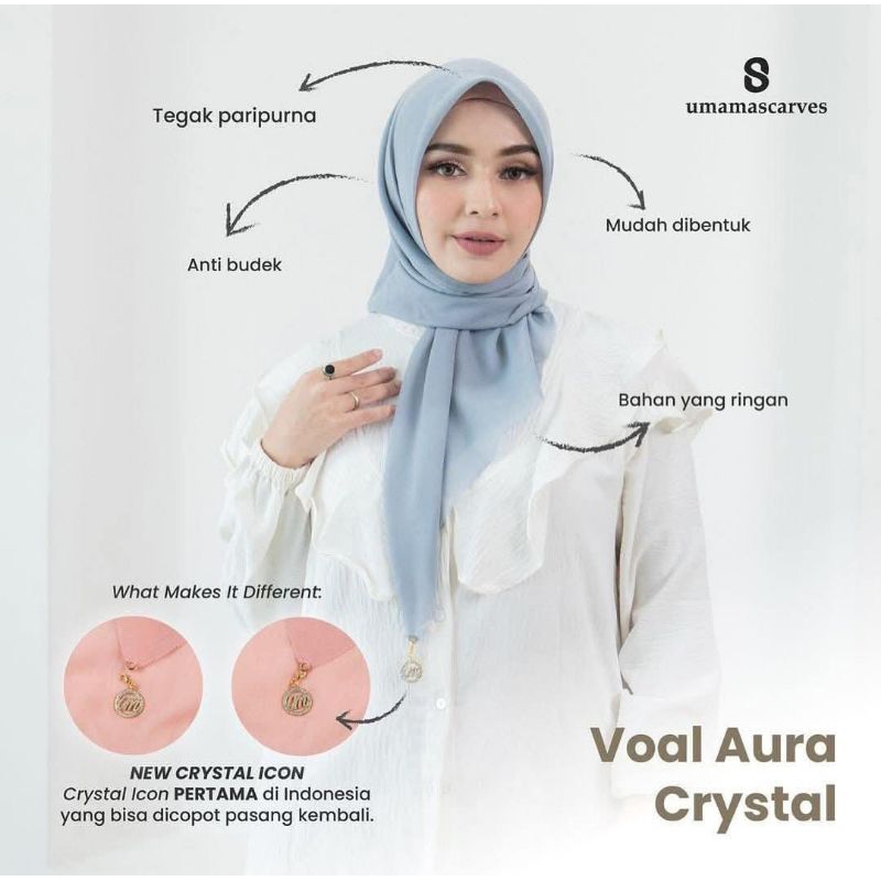 Segiempat Voal Aura Crystal Umamascarves | Segiempat Voal Polos Umama Logo