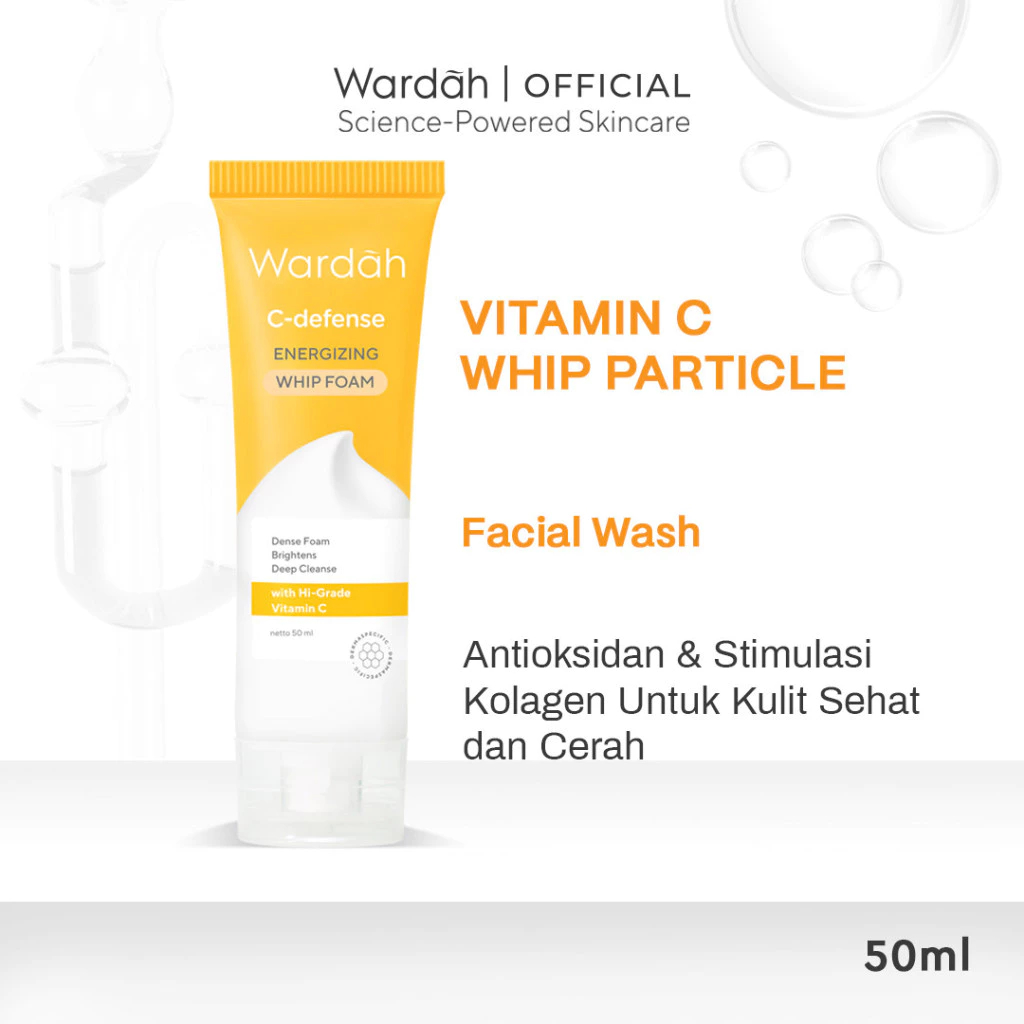 Wardah C-Defense Energizing Whip Foam - Pembersih Wajah dengan HiGrade Vitamin C - Sabun Cuci Muka U