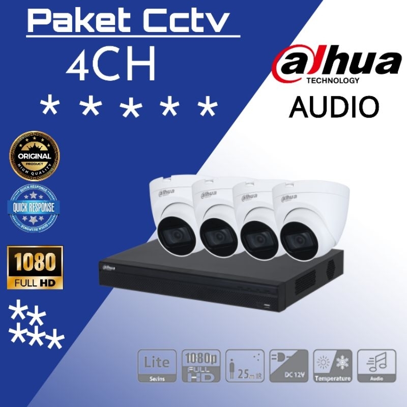 paket 4 cctv dahua audio 2mp 1080 perekam suara best produk garansi resmi