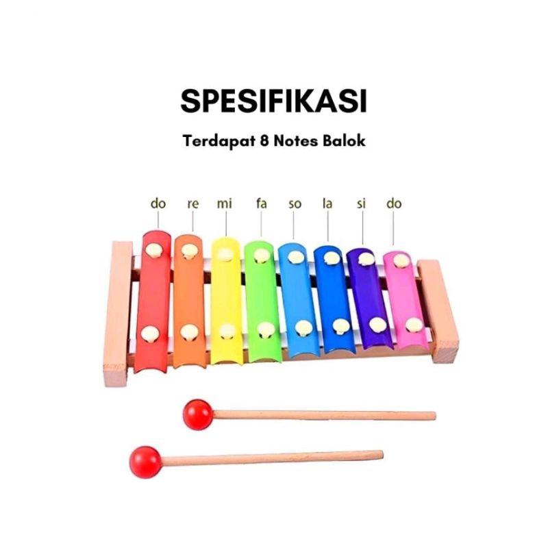 toserka - mainan edukasi xylophone - wooden xylophone pastel - Kolintang kayu - xylophone Kolintang 