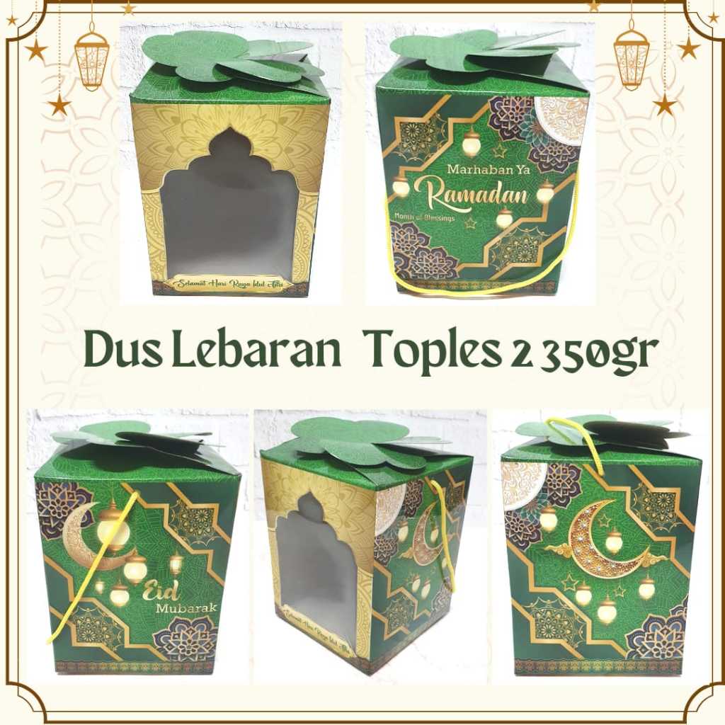 

Kotak / Box Toples Kue Idul Fitri Dus Lebaran 12x12x14 cm Isi 2 Toples 350 gr (Per 5 Pcs)