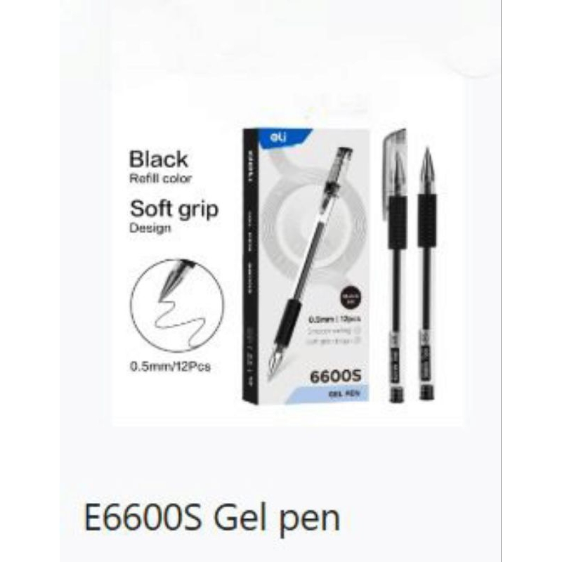 

1 PACK = 12 BIJI Ballpoint / Pena / Pulpen Gel DELI Hitam 0.5mm E6600S