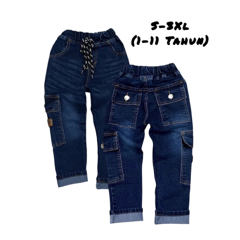 celana cargo jeans anak laki-laki