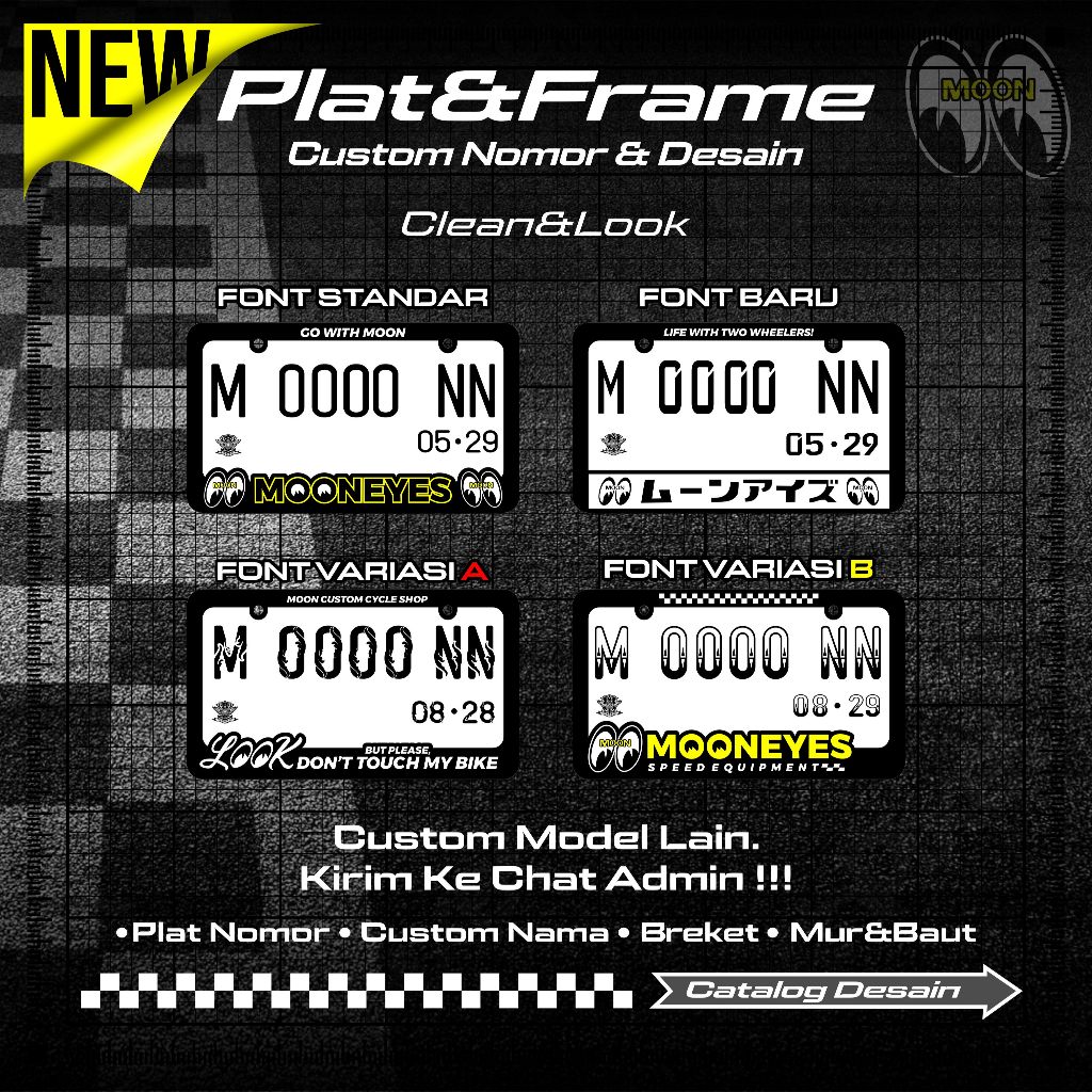 Plat Nomor Motor Custom Jdm Plat Nomor Motor Akrilik Custom Desain Mooneyes