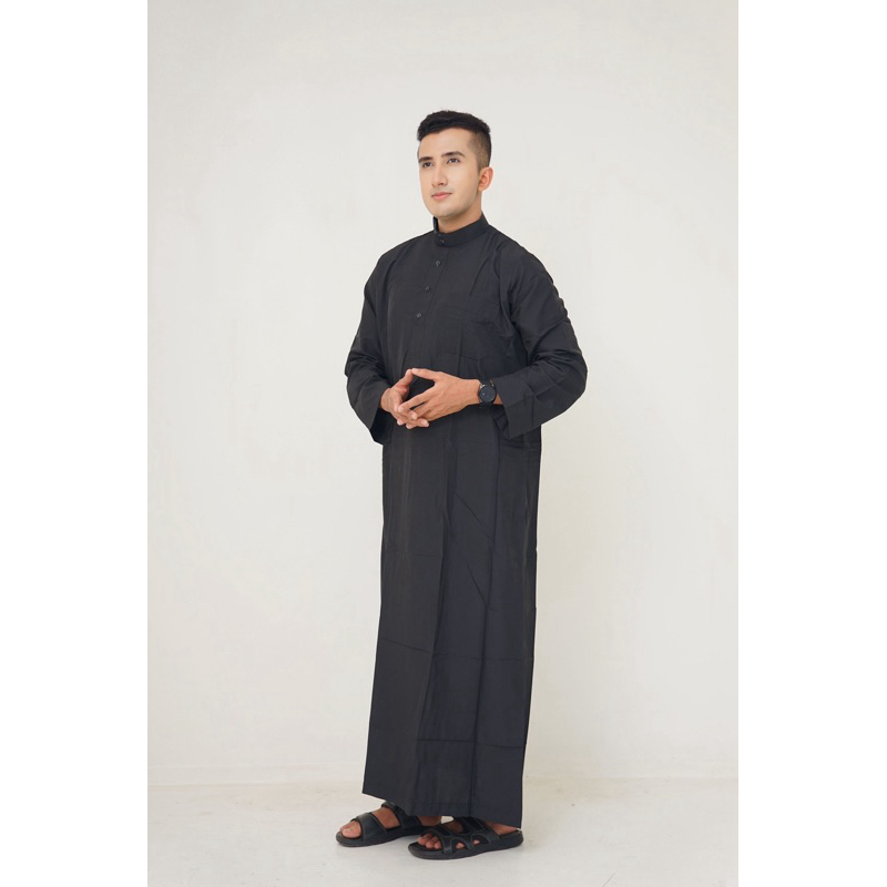 Jubah pria Gamis pria jubah tangan panjang gamis tangan panjang jubah hitam warna Al Haromain