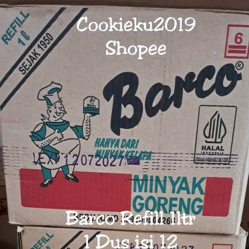 

Barco Minyak Goreng Kelapa Refill 1ltr Dus isi 12 coconut cooking oil karton