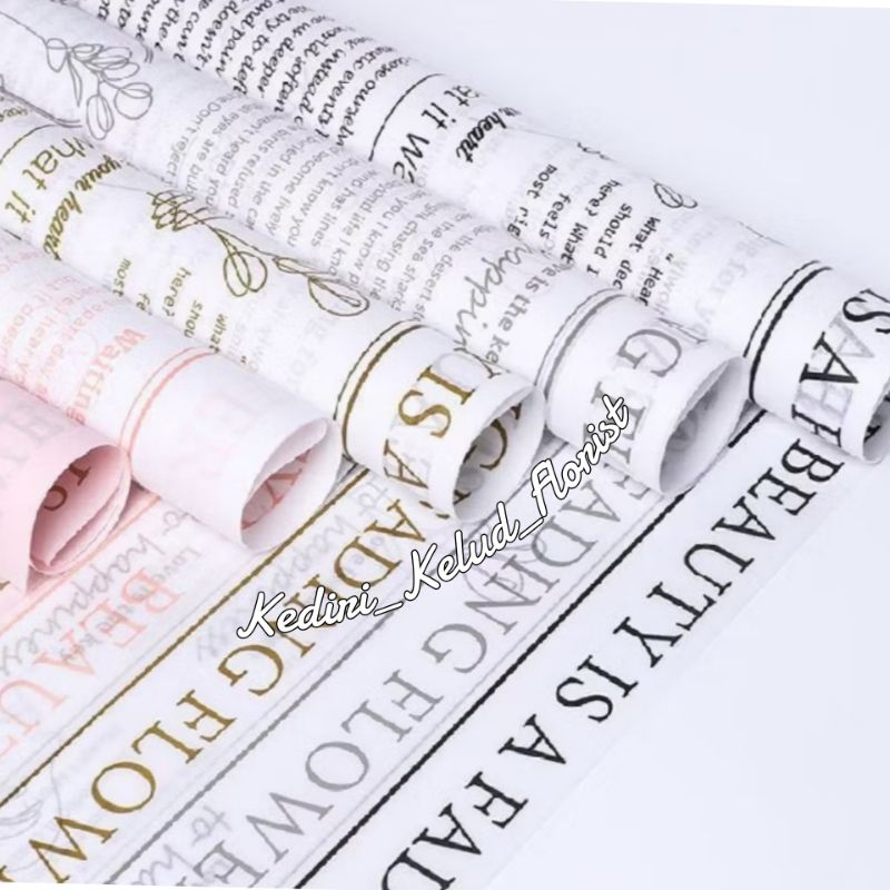 

Ecer Flower Wrapping Aesthetic Matte Paper Quotes Newspaper Non WaterProof Craft Kertas Kado Motif Magazine Koran Free Packing Kertas Buket Pembungkus Bunga