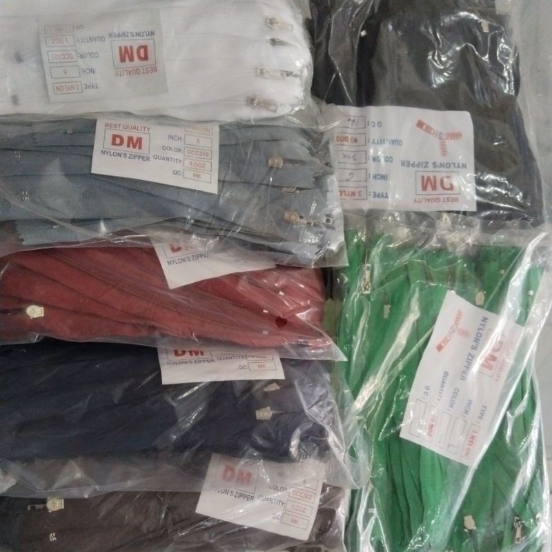 Resleting Merek DM | "6 INCH " & " 5 INCH"  |DM Nylon Zipper