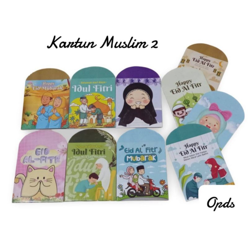 

50 Lembar Amplop Lebaran Kartun Islami Series Terbaru