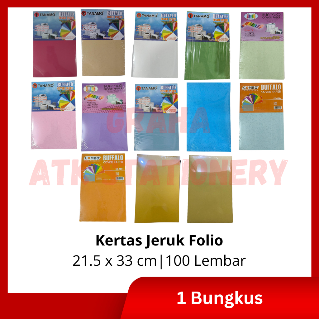 

[1 Bungkus] Kertas Jeruk Folio 100 Lembar / Karton Jeruk Folio 100 Lembar Warna