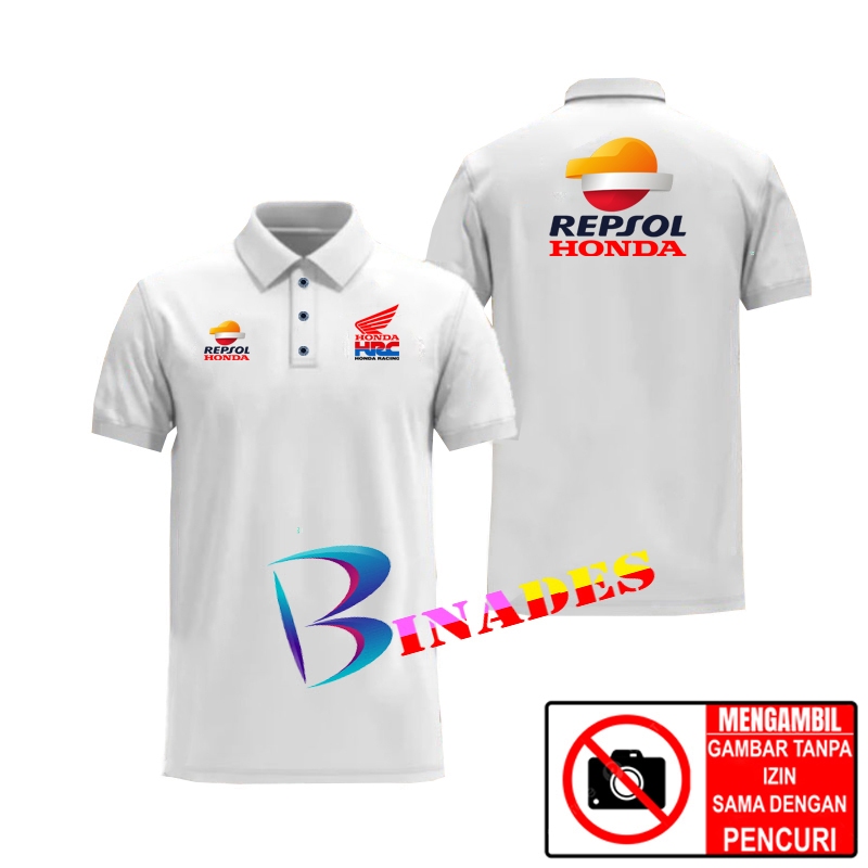Jual Kaos Baju Kerah Model kaos Kerah REPSOL - HRC - HONDA BINADES