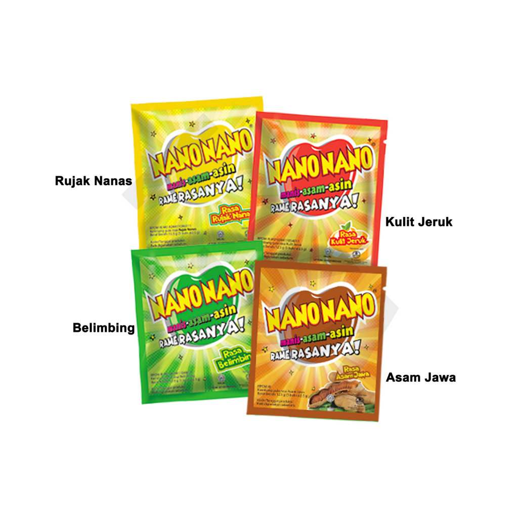 

Nano-Nano Permen Asam Manis 12 g Jeruk Belimbing Rujak Nanas Asam Jawa [Majapahit]