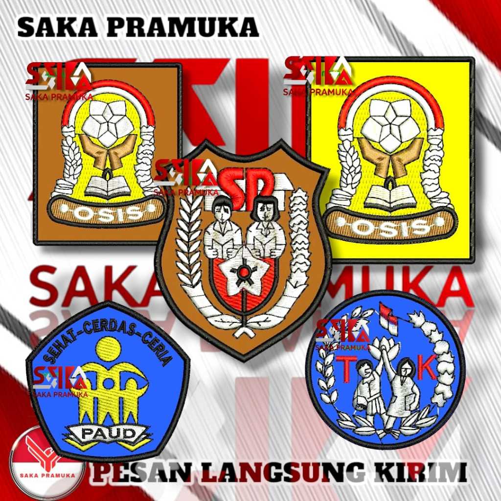 Badge emblem bet sekolah osis TK MI SD SMP SMA  bordir