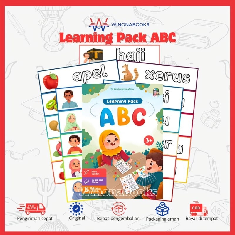 ABC LEARNING PACK media belajar mengenal huruf, membaca dan menulis : 10 Lembar Busy Page (untuk mel