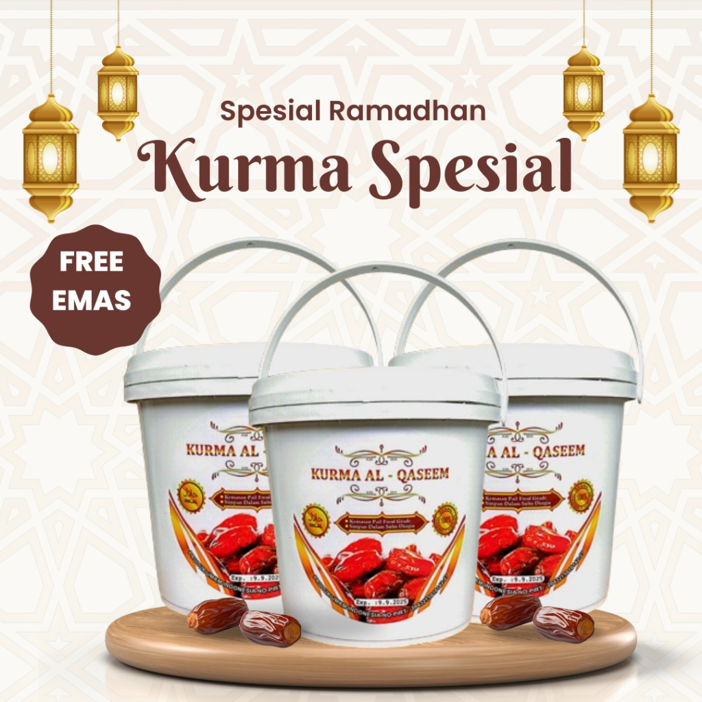 

( BELI 2 GRATIS 1 ) Kurma Al Qaseem Kemasan Ember 500gram Kurma sukari ajwa basah rasa enak & gurih