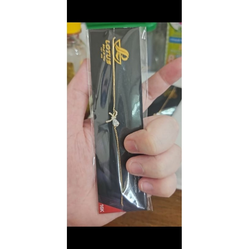 gelang serut listring plat permata putih emas asli 700 70% 16k besar
