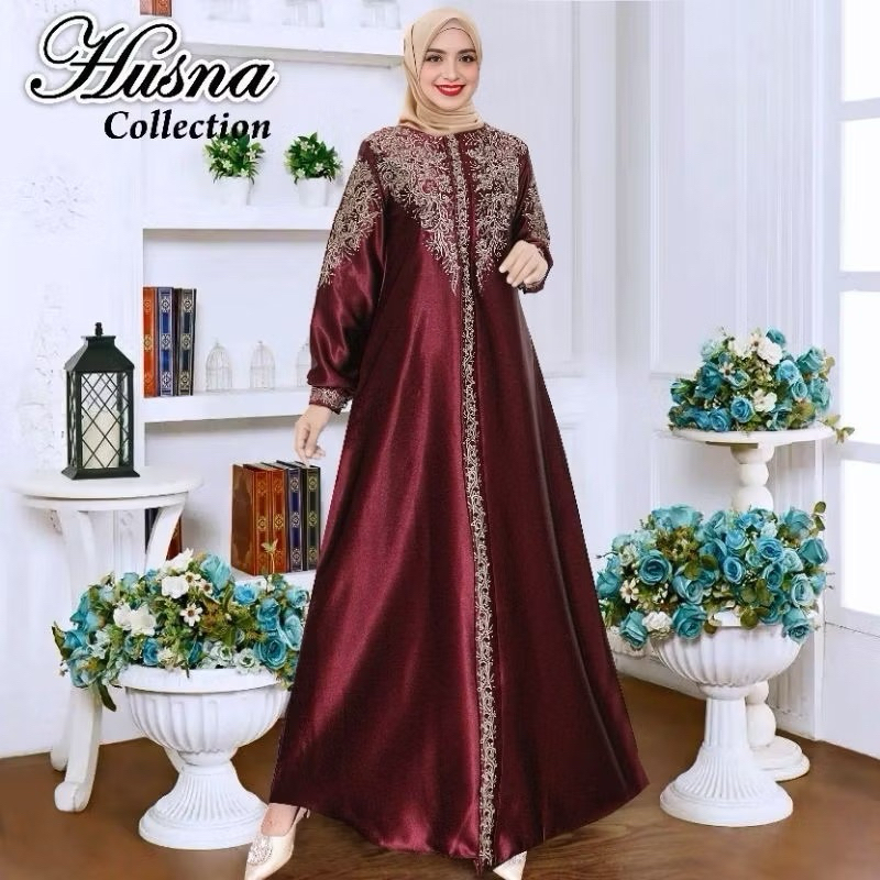GAMIS SATIN BORDIR SUPER MEWAH/GAMIS JUMBO/GAMIS LEBARAN/GAMIS TERBARU2024