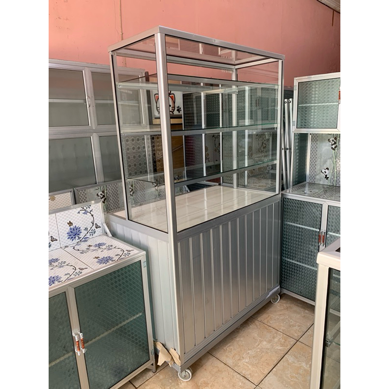 bekas etalase / gerobak alumunium makanan padang / sunda 100cm