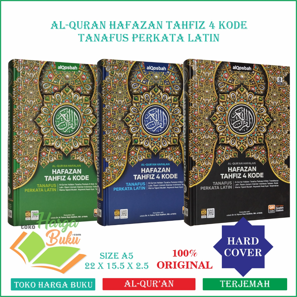 Foto Al-Quran Hafazan Tahfiz 4 Kode Tanafus Perkata Latin A5 HC Terjemah Waqaf Ibtida Mushaf Hafalan 8 Blok Transliterasi Rasm Utsmani Tajwid Warna Al-Qosbah