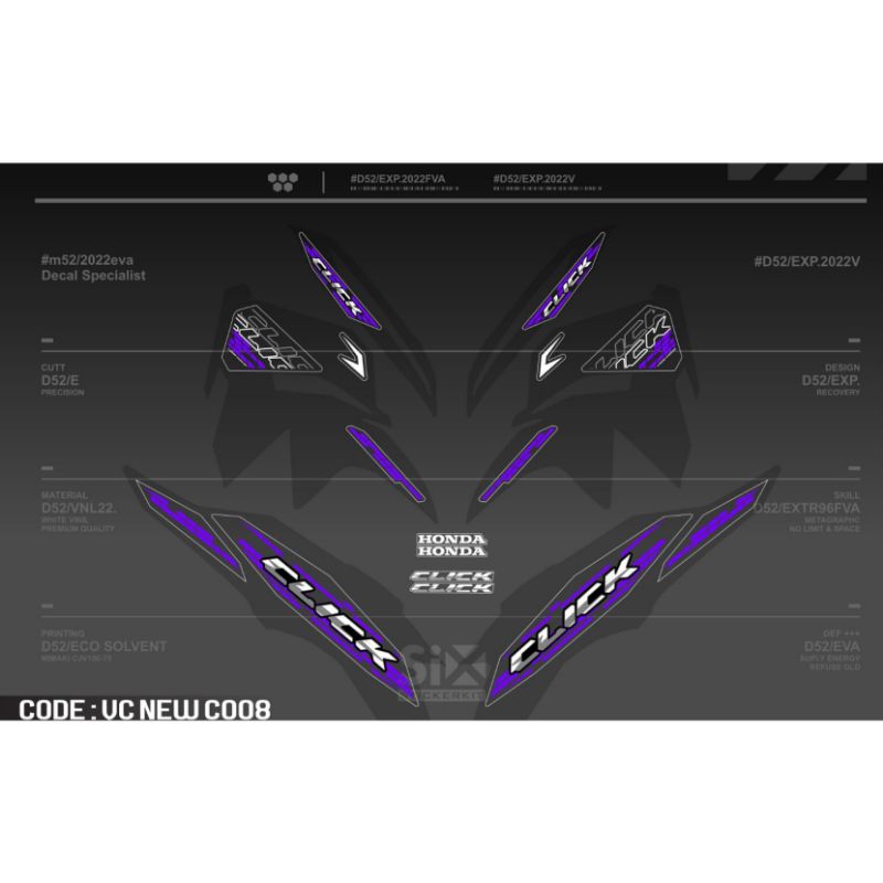 Decal Sticker Striping Variasi Transparan Uv Honda Vario  125 New/Striping New Vario 125/Decal Vario