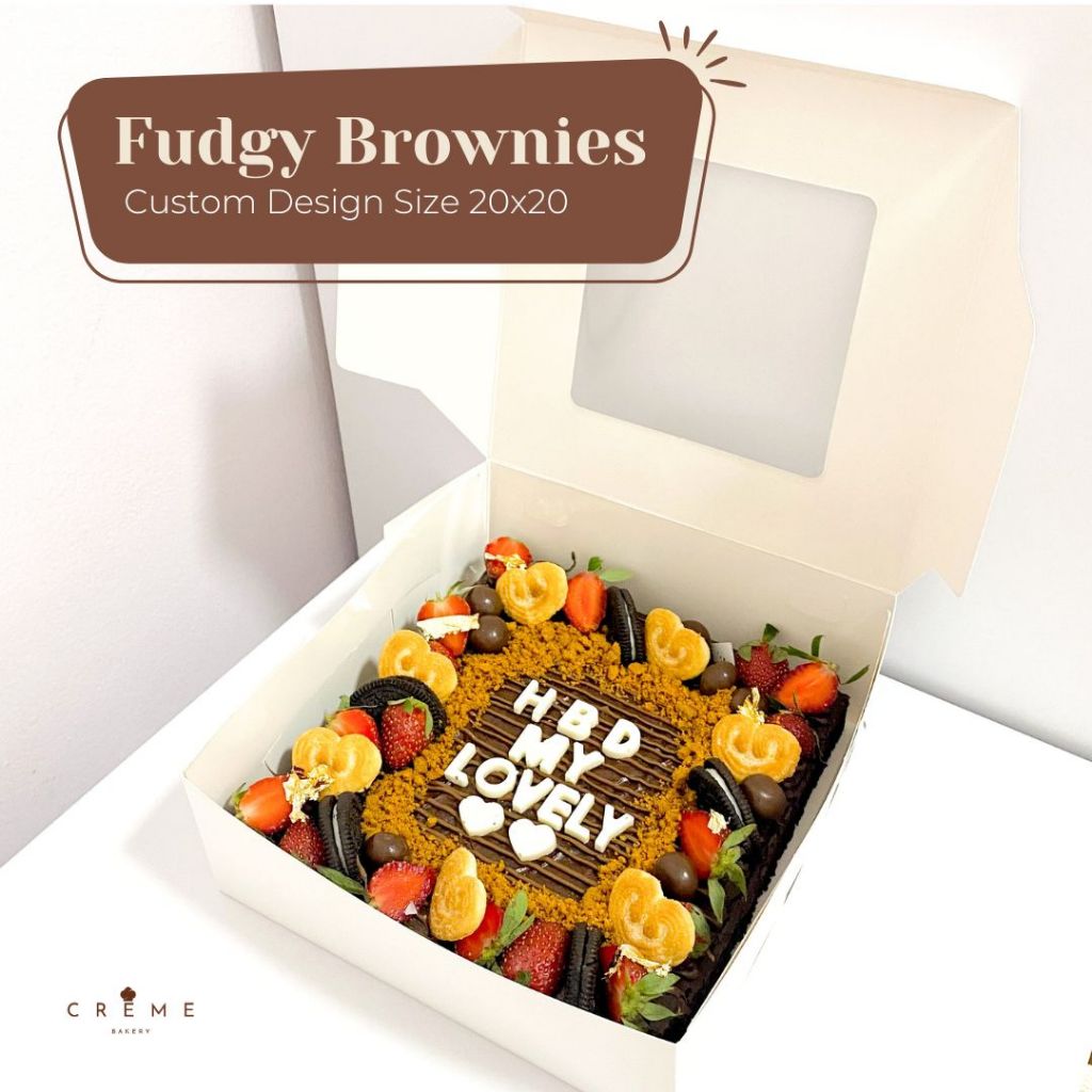 

Custom Brownies birthday Cake 20x20 - Kue Ulang Tahun / Birthday Cake / Custom Kue Ultah Tulisan