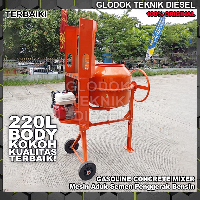 Mesin Molen Aduk Semen Cor Beton Penggerak Bensin 220 Liter Gasoline Engine Concrete Mixer Machine 2