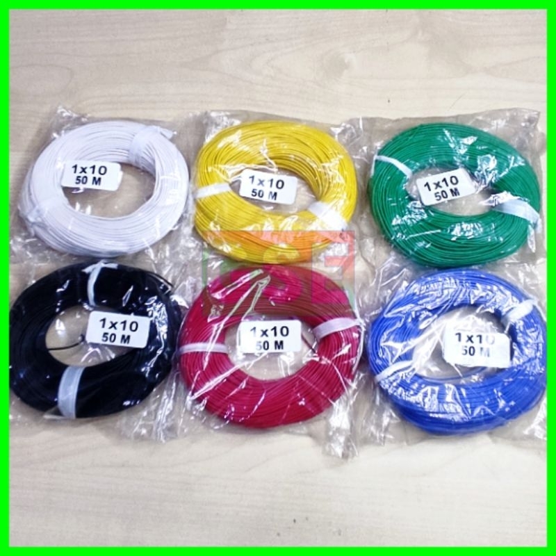 Kabel 1x10 serabut kecil-1roll/50m/Kabel jumper kecil electroniks/Kabel serabut kecil 10 rambut