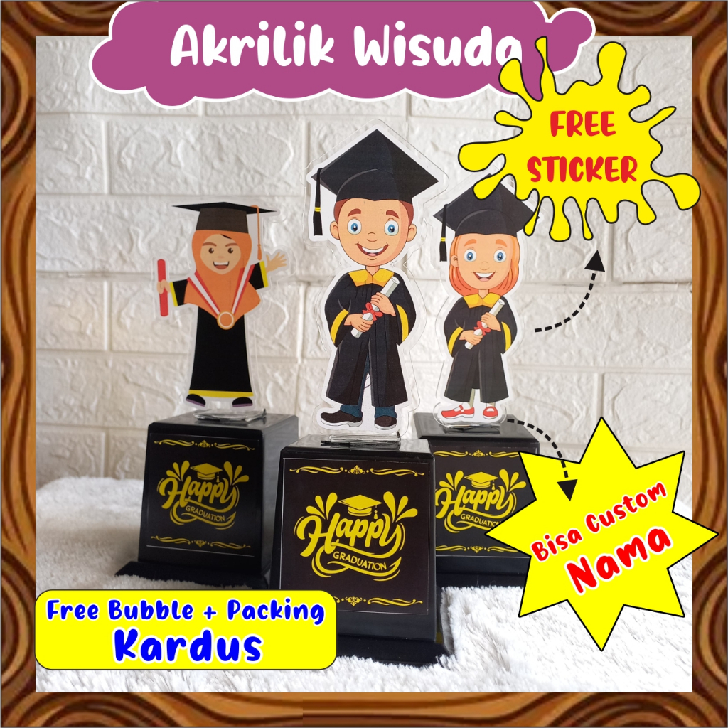 Piala wisuda murah / Trophy wisuda akrilik tinggi -+ 25cm /patung boneka piala / piala wisuda akrili
