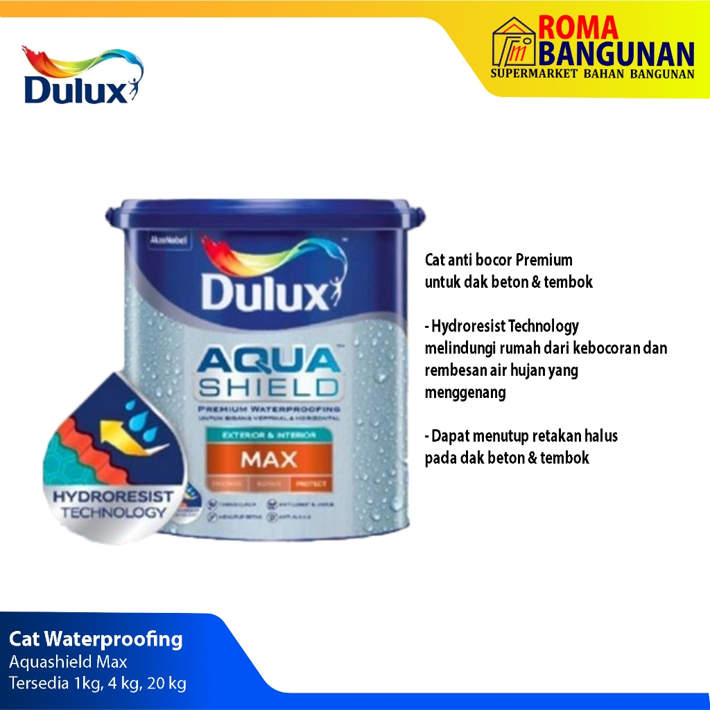 Dulux Cat Tembok / Cat Tembok Anti Bocor & Jamur Aquashield Max 4kg