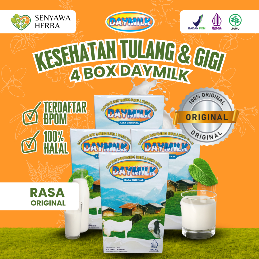 

PAKET 4 BOX SUSU DAYMILK ORIGINAL – Susu Kambing Etawa 200gr, Sehatkan Tulang, Sendi, Lambung