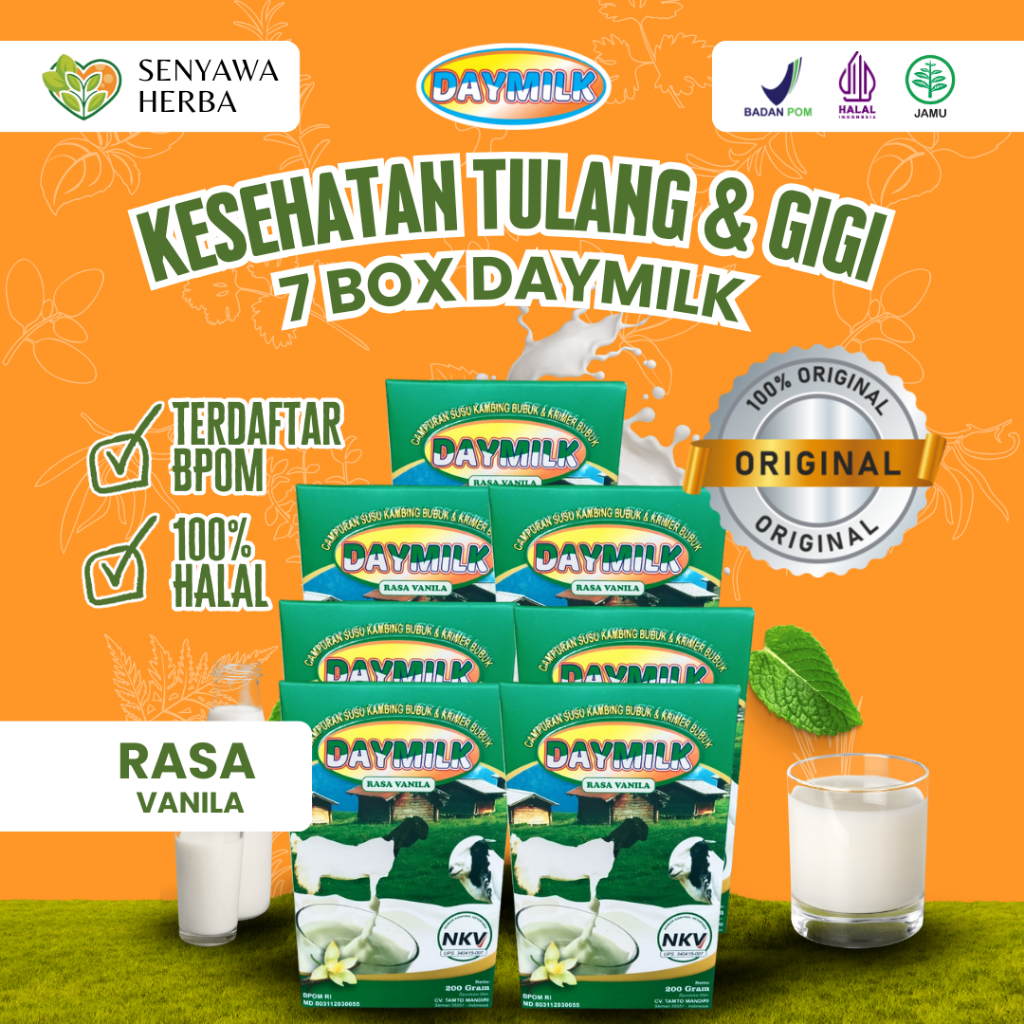 

PAKET 7 BOX SUSU DAYMILK VANILA – Susu Kambing Etawa 200gr, Sehatkan Tulang, Sendi, Lambung
