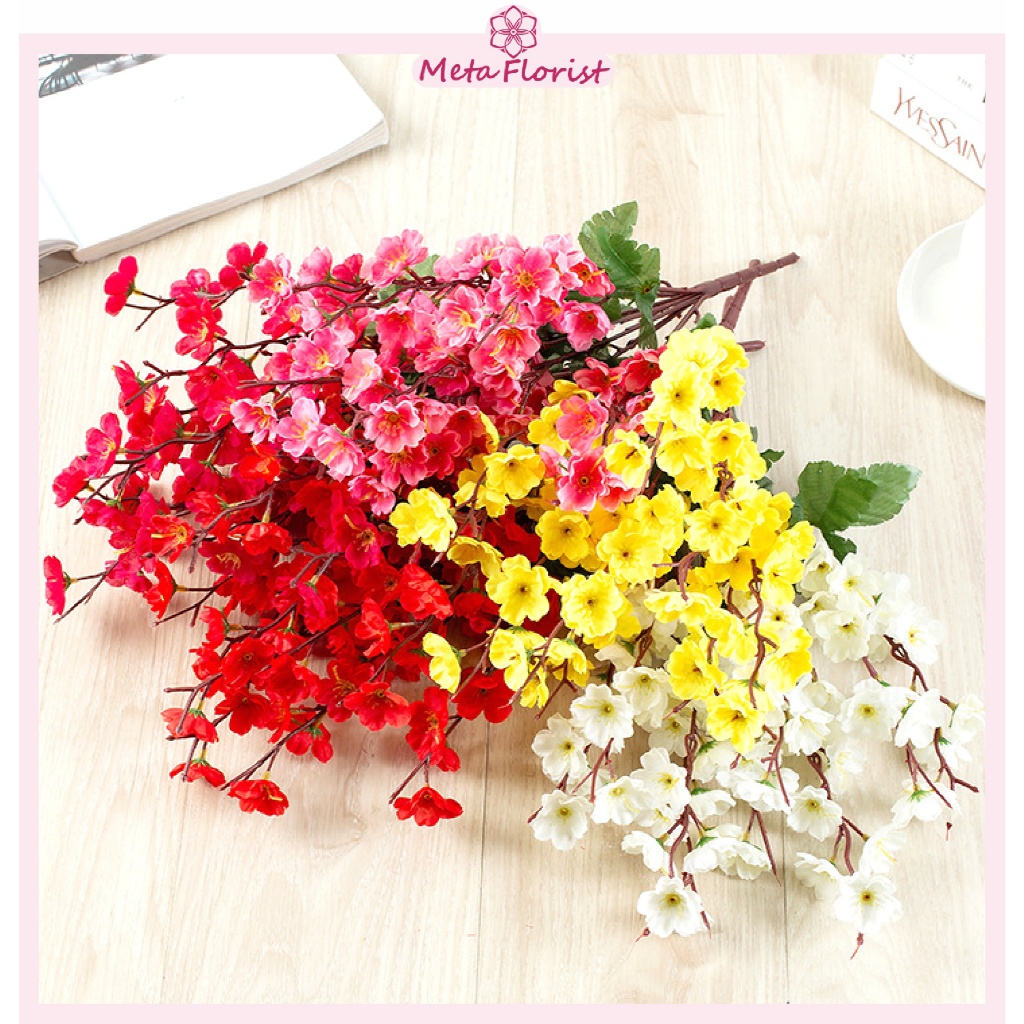 Bunga Sakura Panjang 65cm Meihua Meihwa Imlek Tanaman Hias Plastik Bunga Artifisial BG33