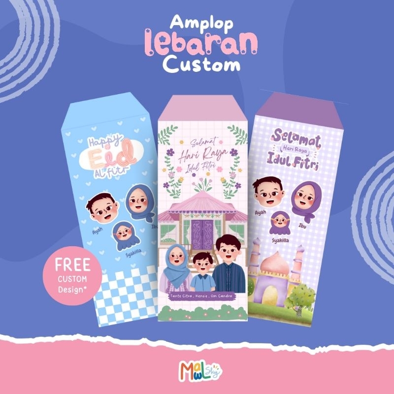 

AMPLOP LEBARAN CUSTOM KARAKTER IDUL FITRI 1446 H / 2025 DESAIN UNIK