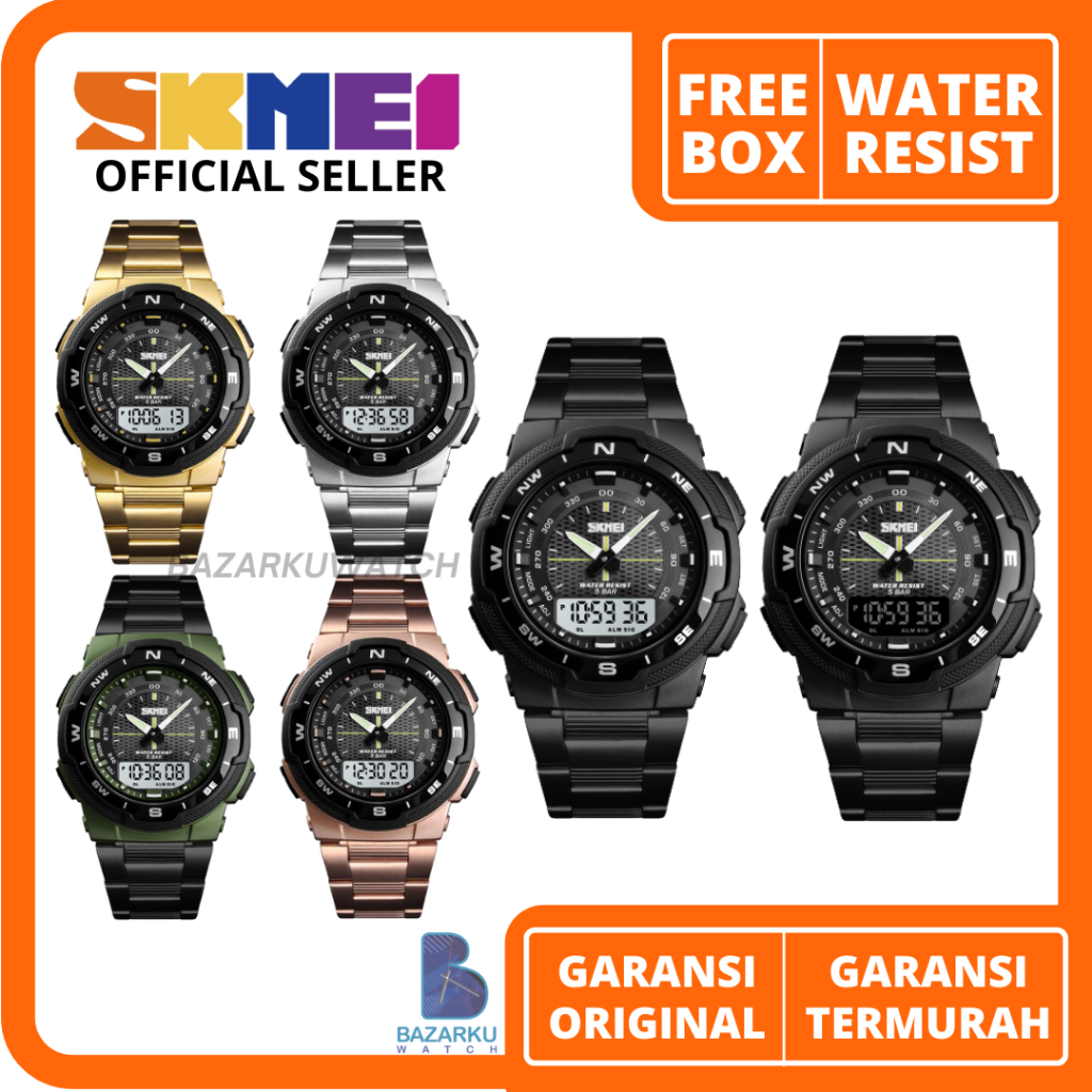 Jam Tangan Pria Skmei 1370 Jam Tangan Skmei Jam Tangan Rantai Pria Jam Tangan Cowok Stainless
