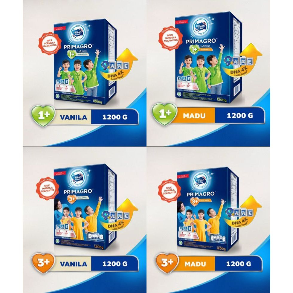 FRISIAN FLAG PRIMAGRO 1+ 3+ VANILA MADU 1200gr - Susu Formula Pertumbuhan Ana