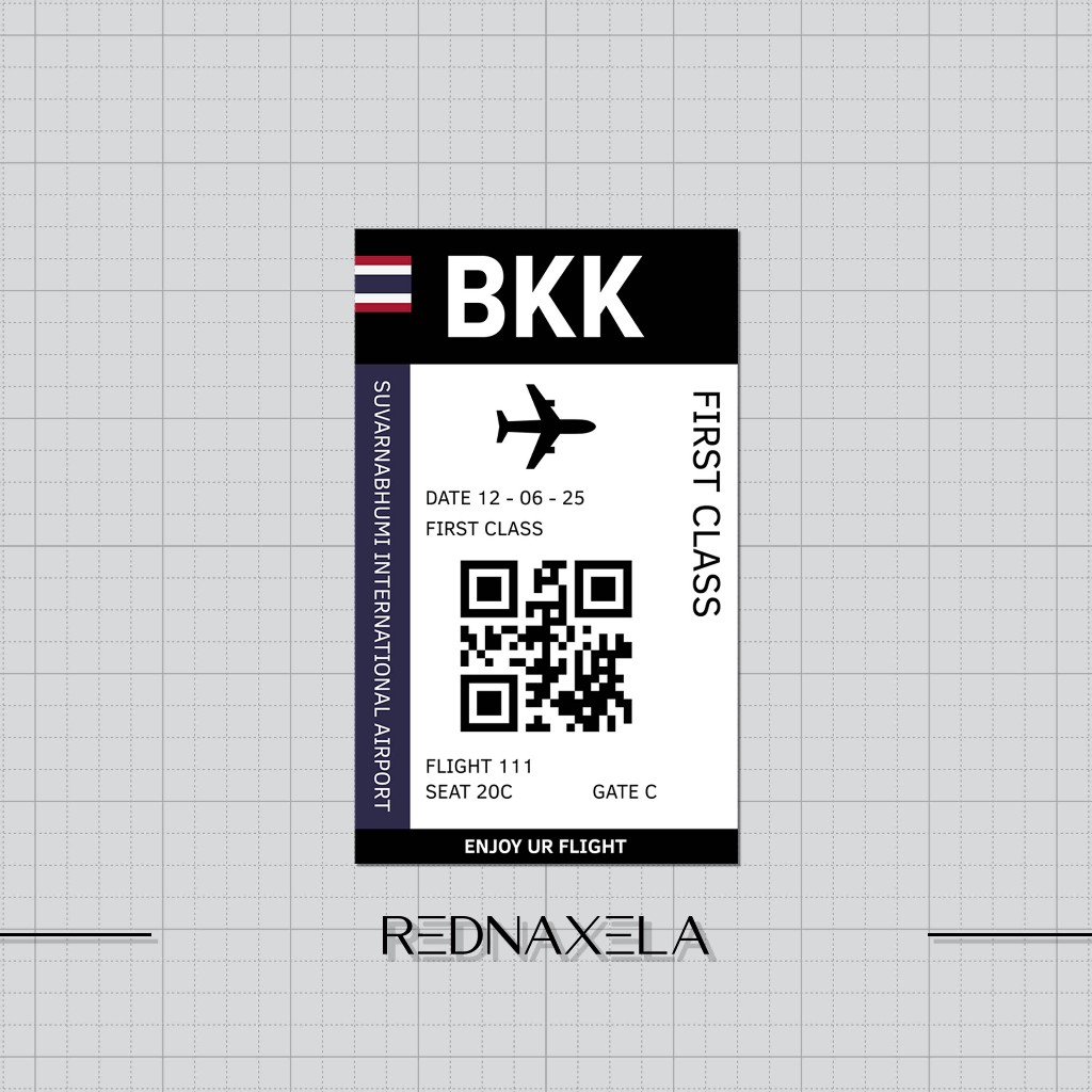 

Stiker Vinyl Airplane Ticket BKK Travel Suitcase Sticker
