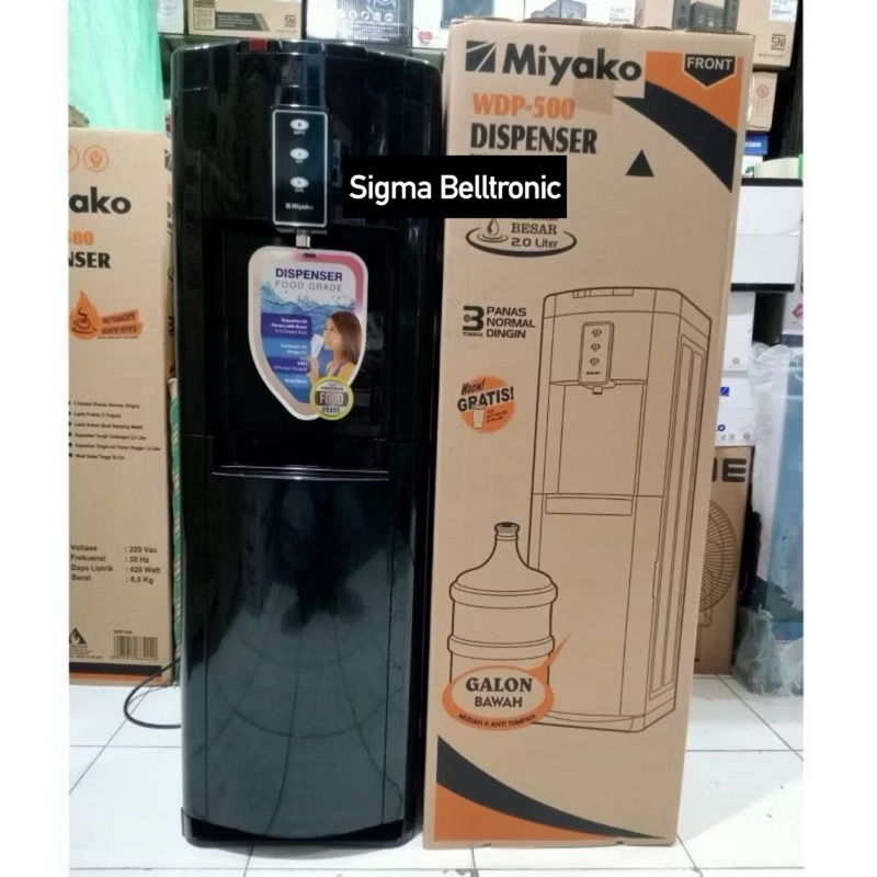 Dispenser galon bawah Miyako WDP-500. 3 Kran air panas, dingin , netral