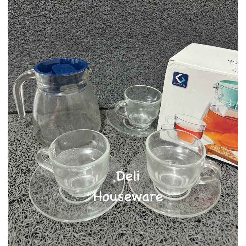 TEAPOT KACA SET / GELAS KACA TEH KOPI / PITCHER SET GELAS KACA SOUVENIR