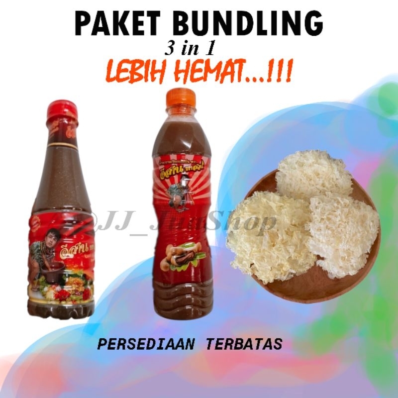 

Paket Bundling 3 in 1 / Fish Sauce + Jamur Salju + Tamarind Paste / Salad Thailand/ Somtam Thailand/ Sauce Thailand Chumnan