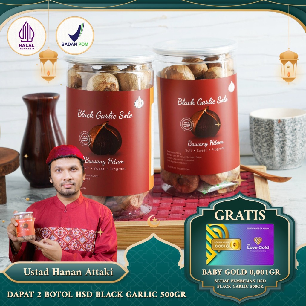 

2 BOTOL HSD Black Garlic Solo ( Bawang Hitam Tunggal) 500 Gr