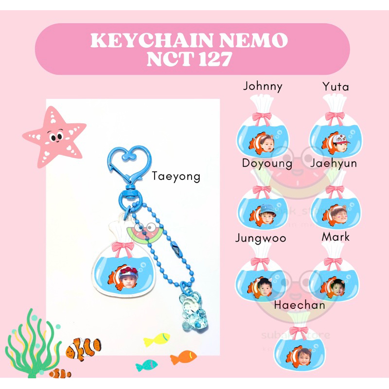 KEYCHAIN NEMO NCT 127 IKAN LUCU GANTUNGAN TAS HADIAH ULANG TAHUN DOYOUNG PRINTILAN KPOP KONSER by su