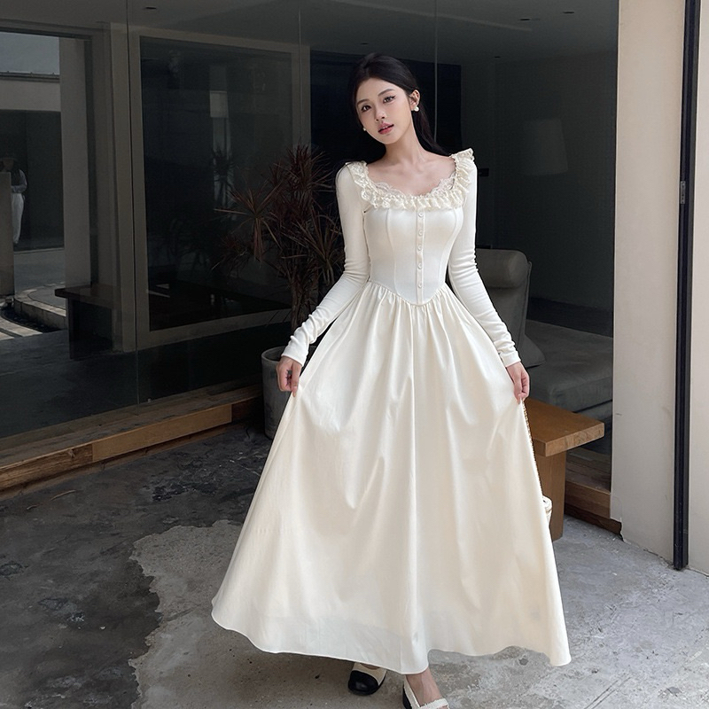 Wendy Maxi White Dress Longsleeve Dress Terusan Panjang Wanita Lengan panjang Hijab friendly