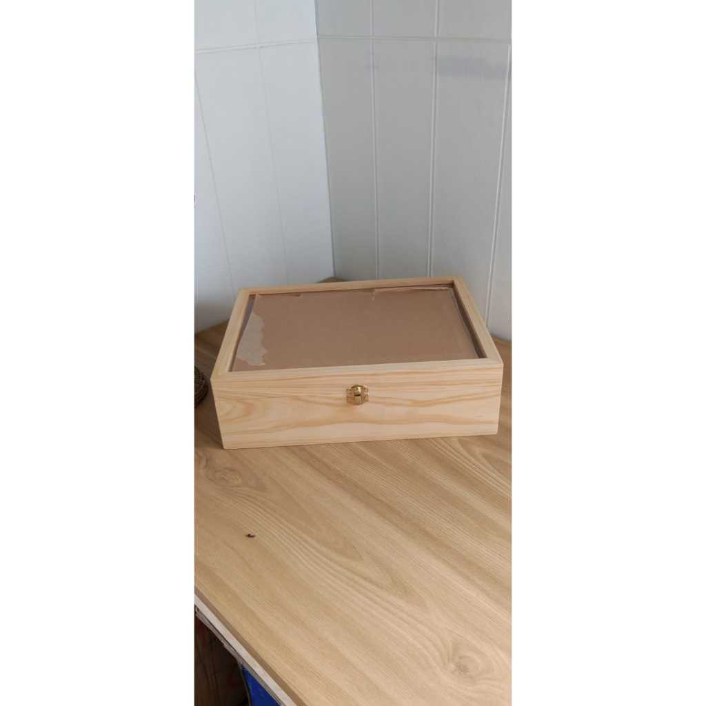 Custom Box Kayu finishing clear+ akrilik