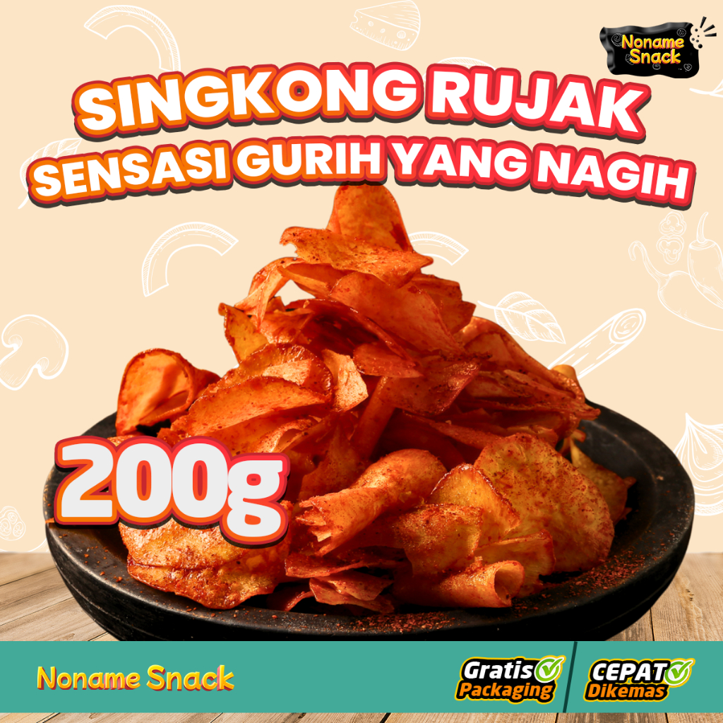 

NoName Snack - Kripik Singkong Rujak Khas Padang Pedas Manis 200G