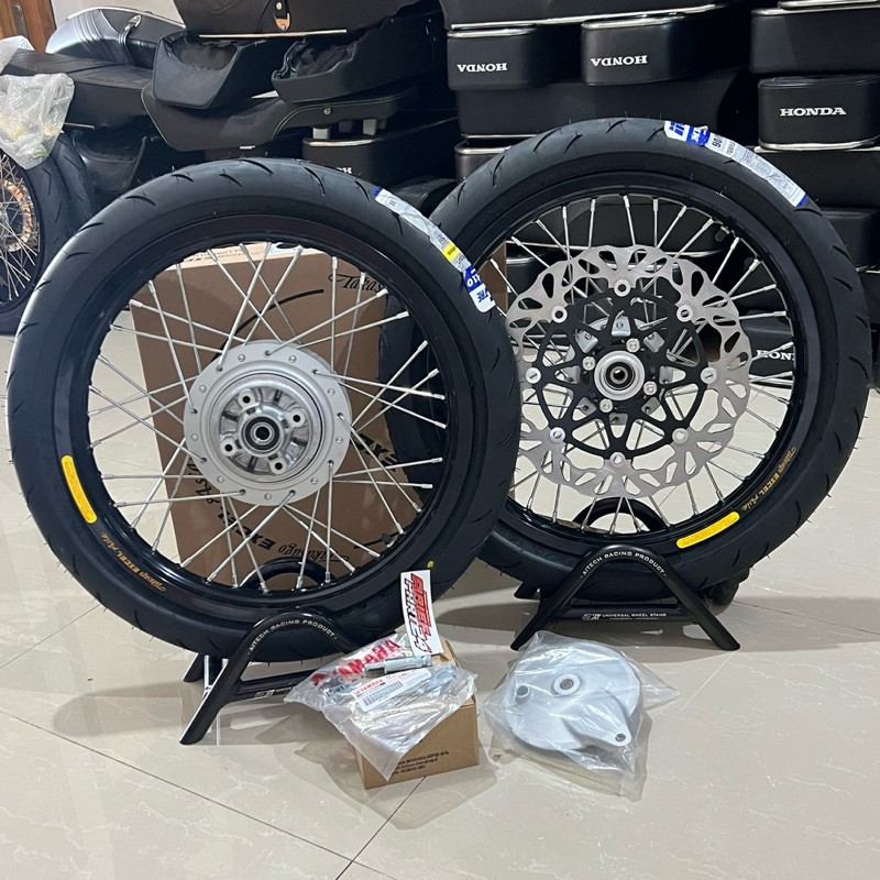 velg set tromol depan jupiter velg takasago scarlet rossi TDR 160/185 hitam belakang rx king set ban