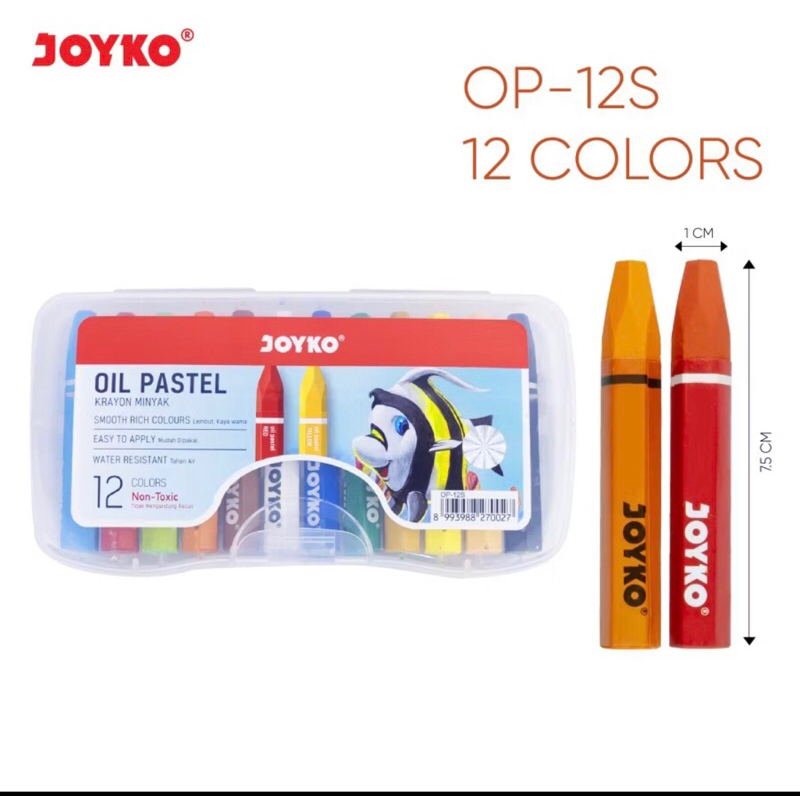 

NA JOYKO Crayon Krayon Minyak Oil Pastel 12 warna / Krayon Joyko isi 12 / Crayon Joyko 12